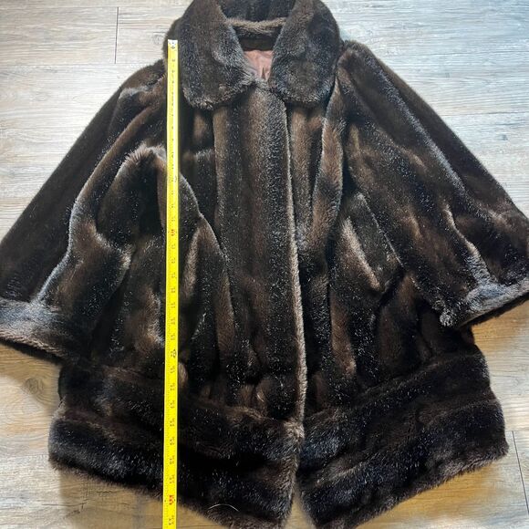 Vintage Faux Fur Coat Women's Medium Large Brown Dark Old Money Classy Mink - Picture 8 of 11